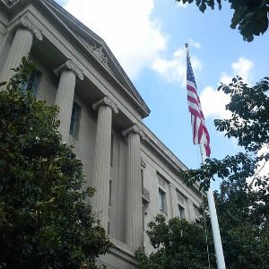 Court shouse and a flag