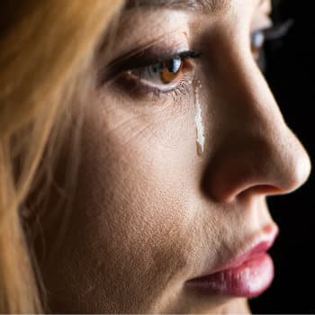 closeup of crying woman