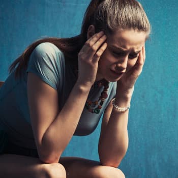young woman crying